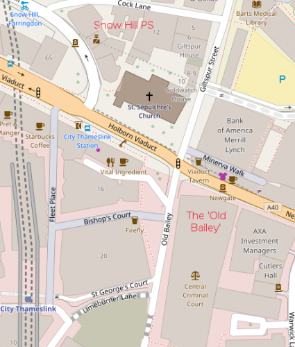 Map of area around Old Bailey - Openstreetmap
