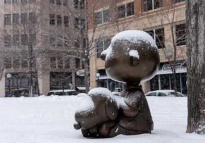 Charlie Brown and Snoopy in Snow -  Lorie Shaull, photographer