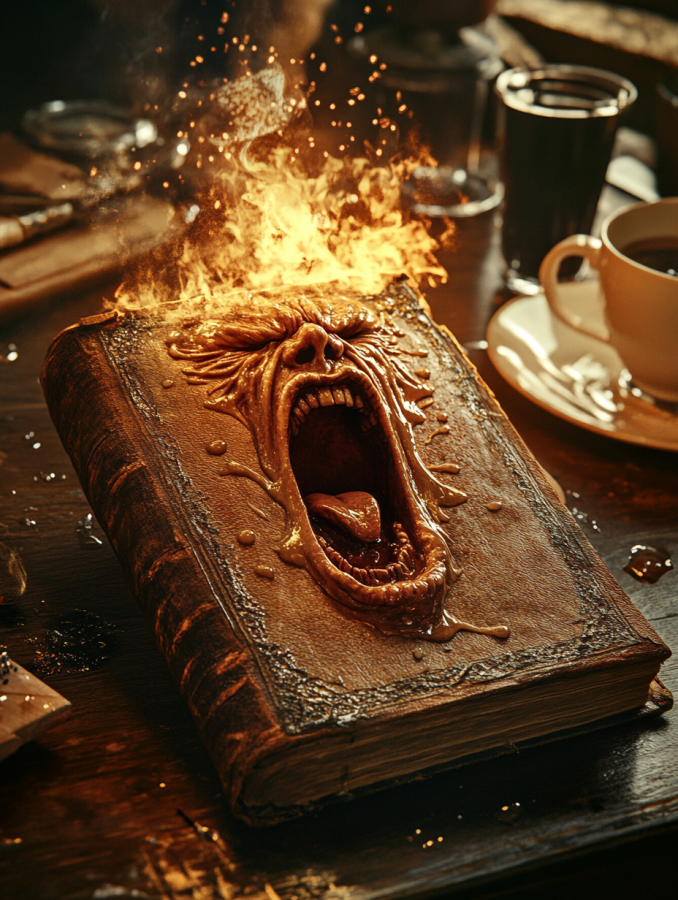 supermad1983_a_screaming_leatherbound_grimoire_lying_on_a_tab_b46b41bb-c90c-43e2-9022-57aa3bfc9634_3.png