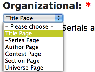 Type of Organizer Page
