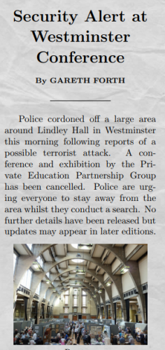 terror alert at Lindley Hall
