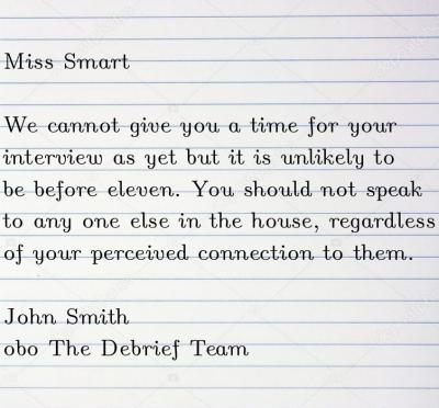 Note from John Smith of the Debrief Team